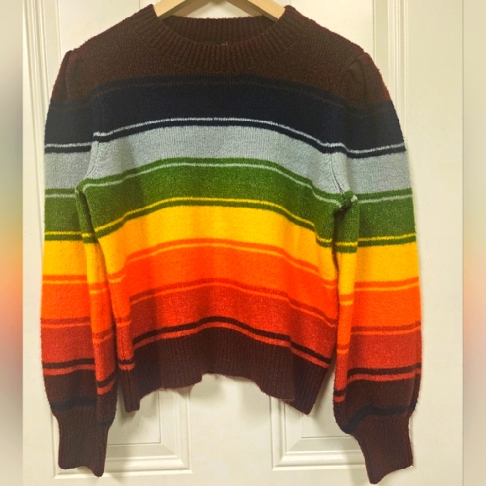 Cliche Womens knit crochet Sweater jumper Stripes Multicolor size XL